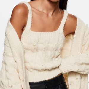 Mango Pearl Braided Knitted Top | S